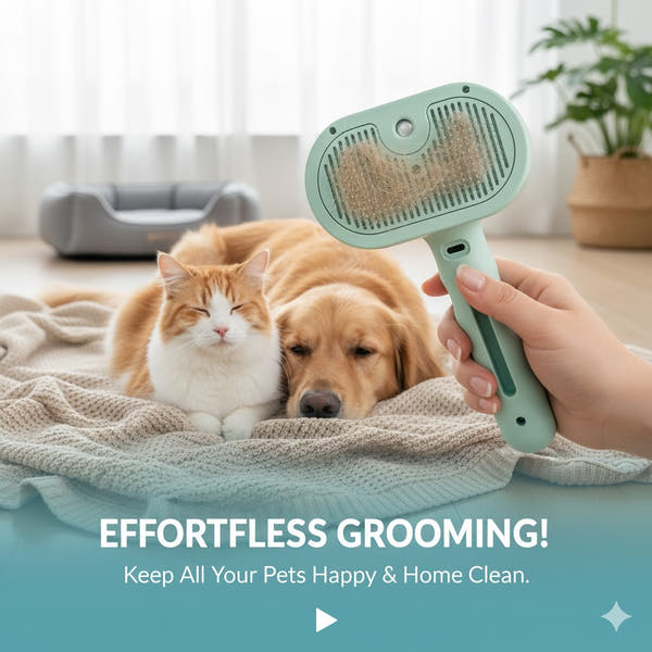 Pet Steam Brush – 2-in-1 Grooming & Hair Removal Tool